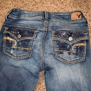 American Eagle bedazzled bootcut jeans size 2L